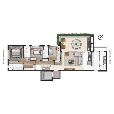Planta padrão,148 m²,3 suítes | 2 vagas