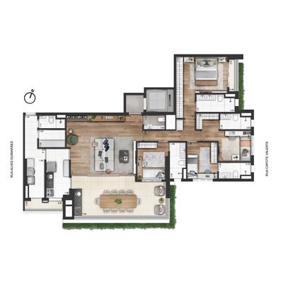 Planta padrão,187 m²,4 suítes | 3 vagas